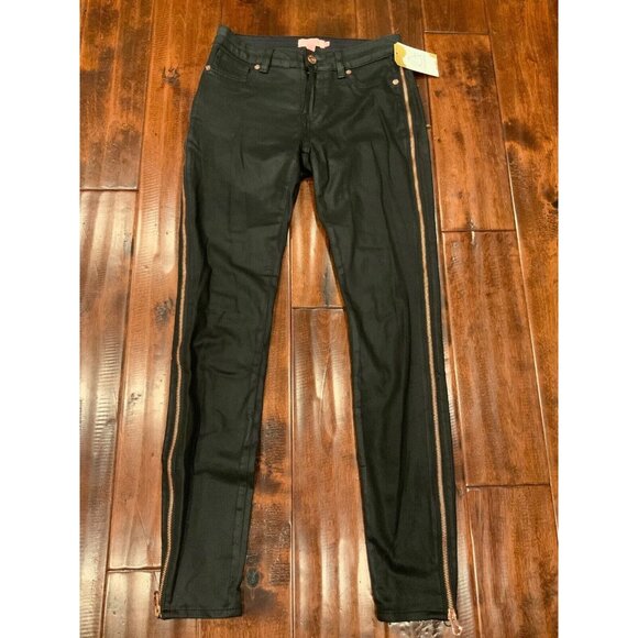 Ted Baker Black Coated "Modey" Side Zip Skinny Jeans, Size 26 - Picture 1 of 7